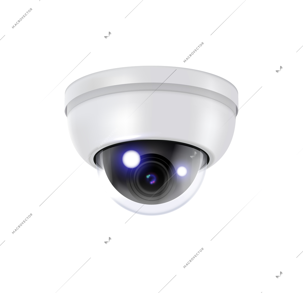 Realistic doom surveillance camera on white background vector illustration