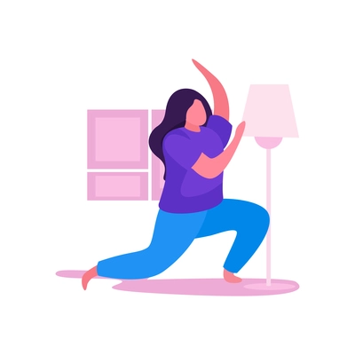 Self care concept with woman doing yoga flat vector illustration