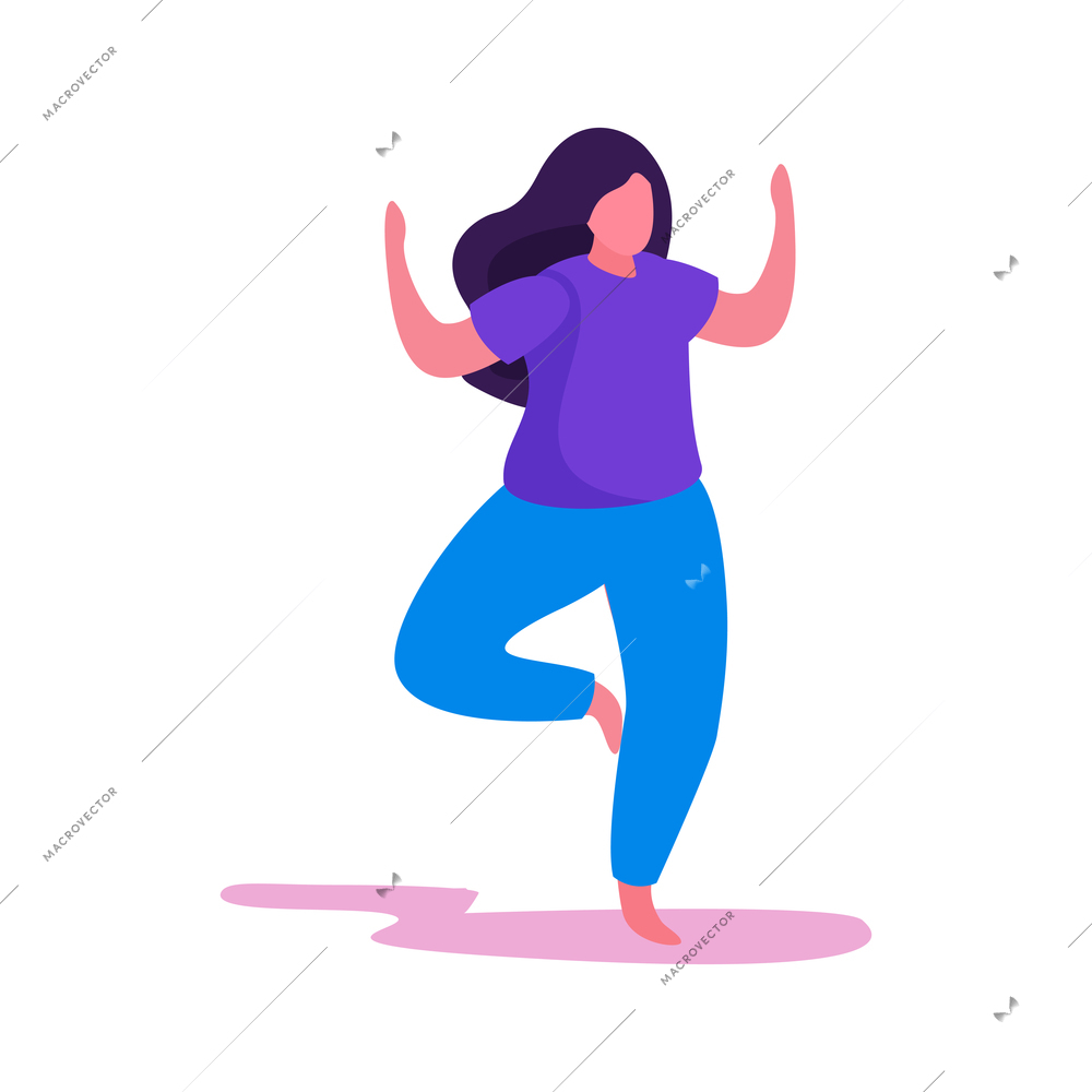 Self care flat concept with female character standing in yoga position vector illustration