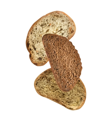 Realistic wheat and rye bread slices on white background vector illustration