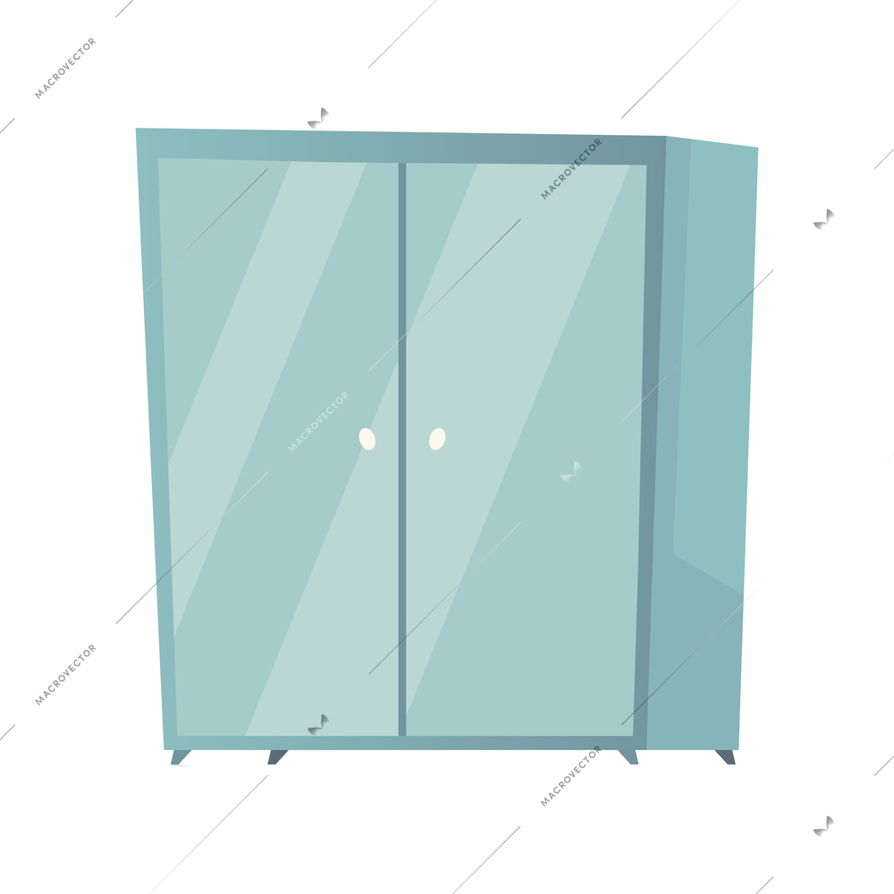 Large wardrobe in blue color flat icon vector illustration