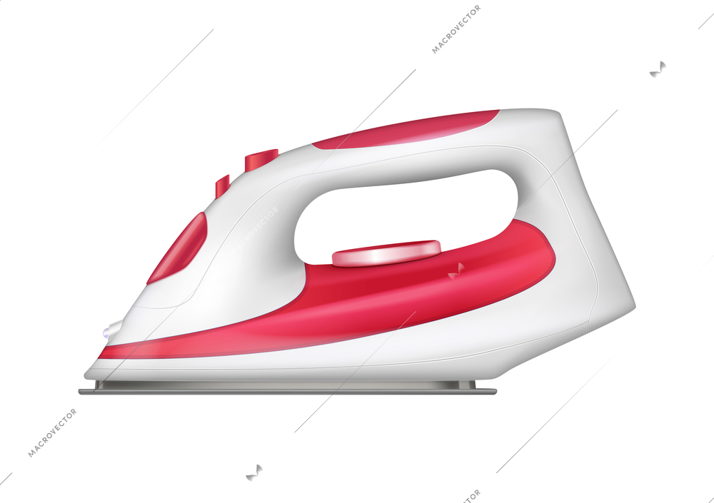 Realistic electric iron on white background vector illustration