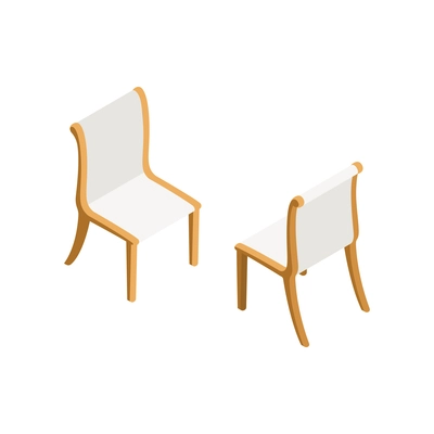 Two white and golden chairs isolated on white background 3d vector illustration