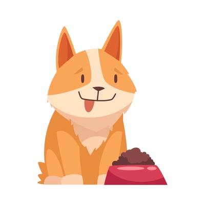 Cartoon pet icon with cute dog and his bowl with food vector illustration