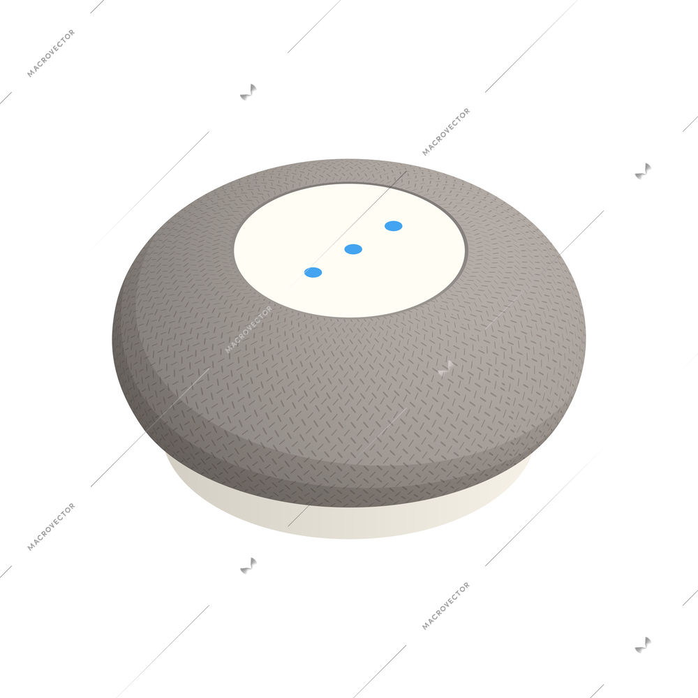 Mini round smart speaker isometric 3d icon on white background vector illustration