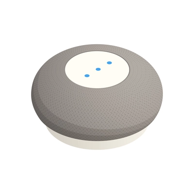 Mini round smart speaker isometric 3d icon on white background vector illustration