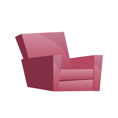 Flat icon of pink armchair on white background vector illustration