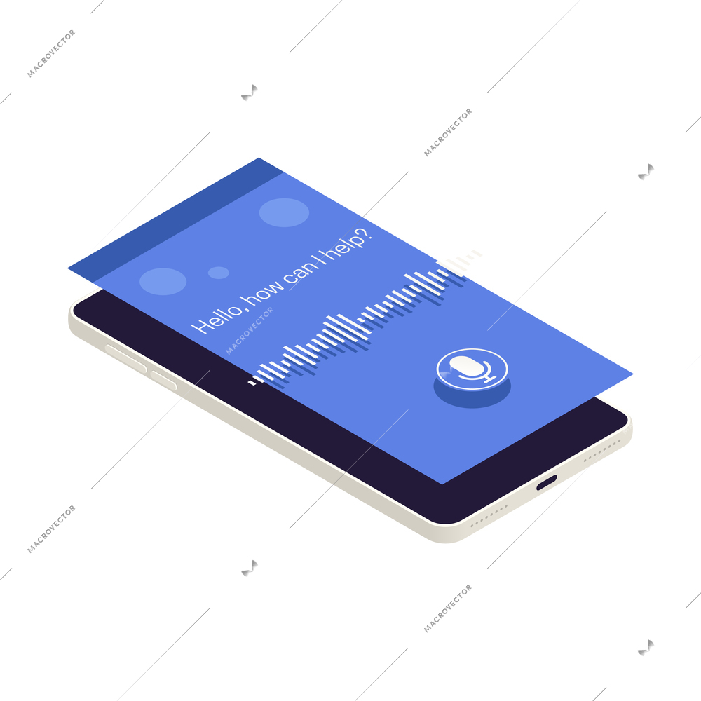 Smartphone with voice assistant isometric icon vector illustration