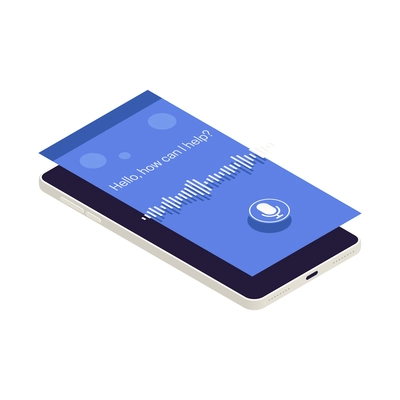 Smartphone with voice assistant isometric icon vector illustration