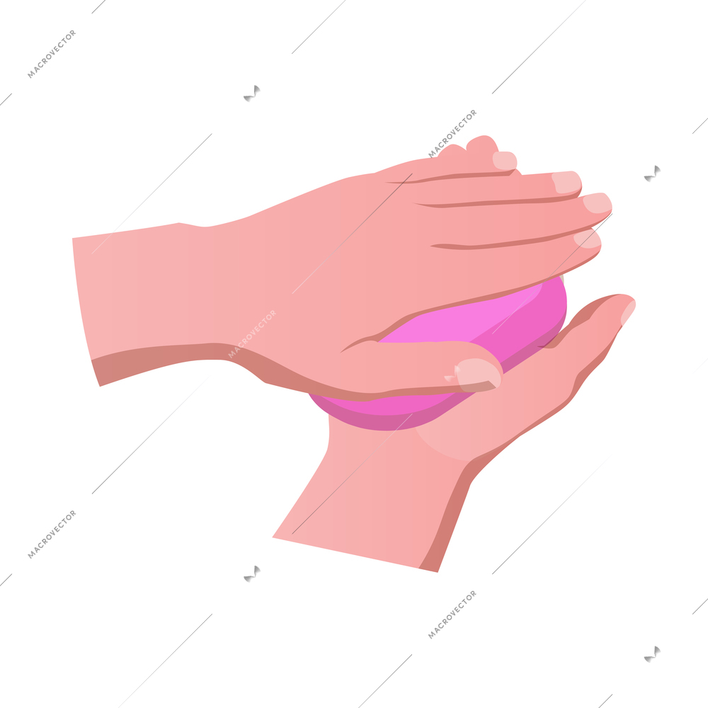 Washing hands with soap isometric icon on white background vector illustration