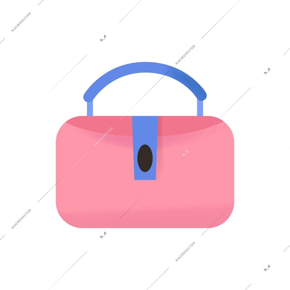 Flat stylish female pink purse with blue handle vector illustration