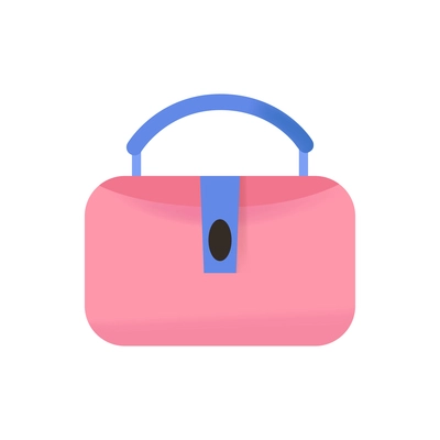 Flat stylish female pink purse with blue handle vector illustration