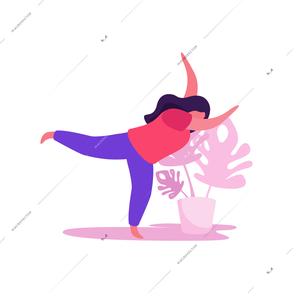 Woman doing yoga asana flat vector illustration