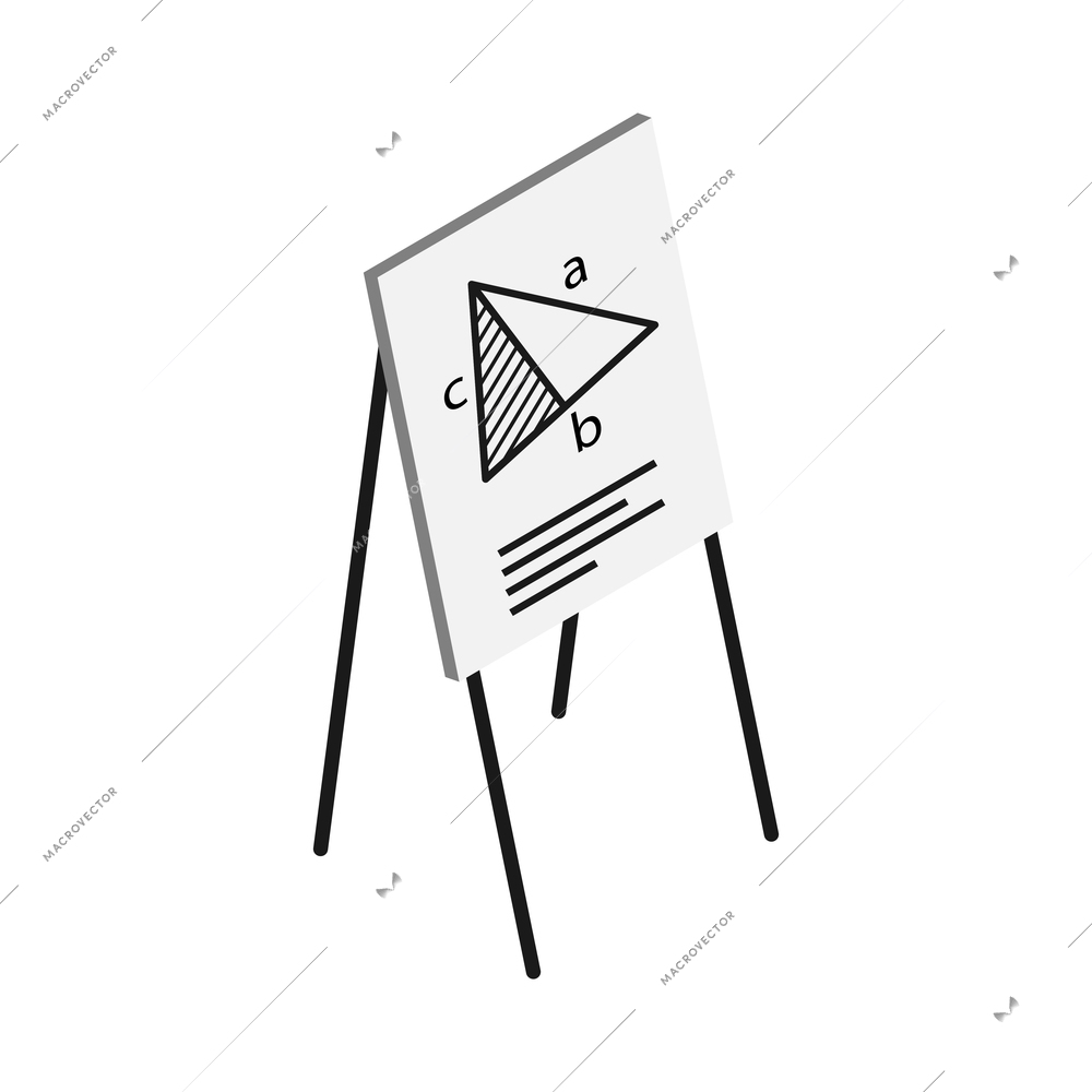 Isometric icon with white marker board on floor 3d vector illustration