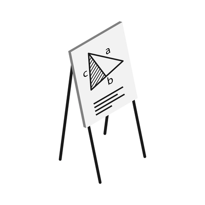 Isometric icon with white marker board on floor 3d vector illustration