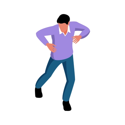 Isometric man dancing on white background 3d vector illustration