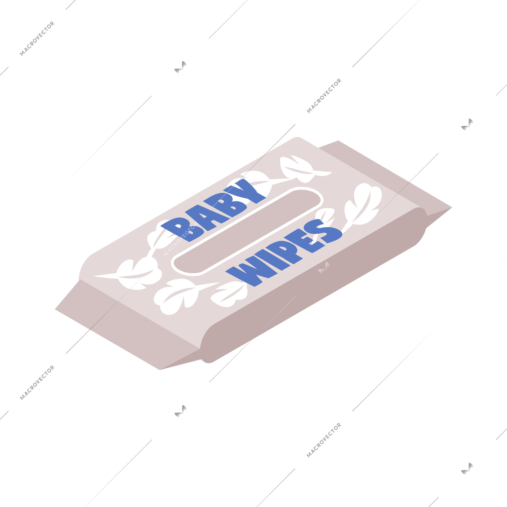 Package of baby wet wipes isometric icon 3d vector illustration