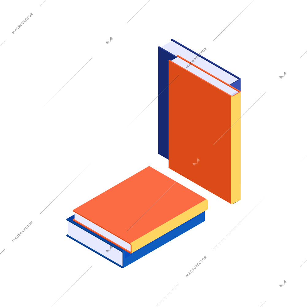 Isometric icon with stack of books in colorful covers vector illustration