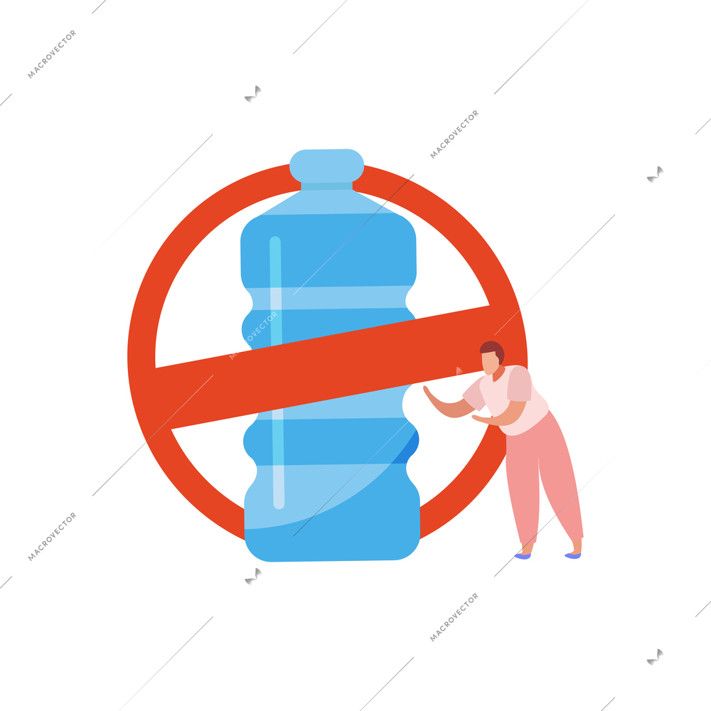 No plastic bottles flat concept on white background vector illustration