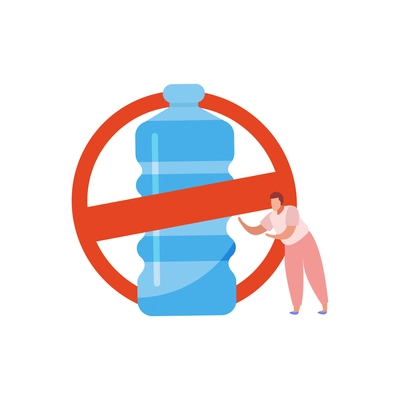 No plastic bottles flat concept on white background vector illustration