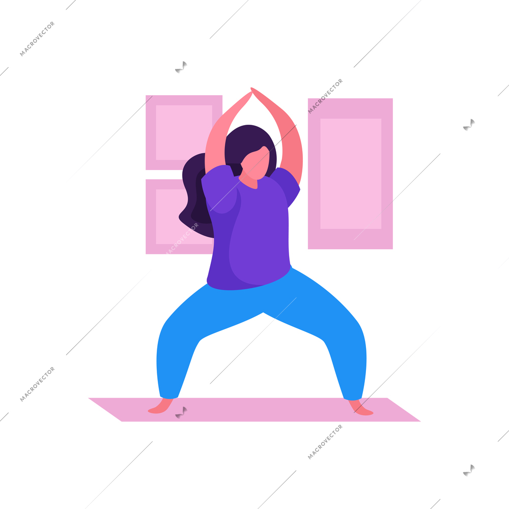 Woman doing yoga flat vector illustration