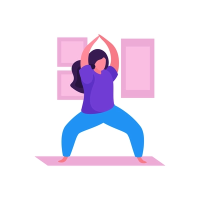 Woman doing yoga flat vector illustration