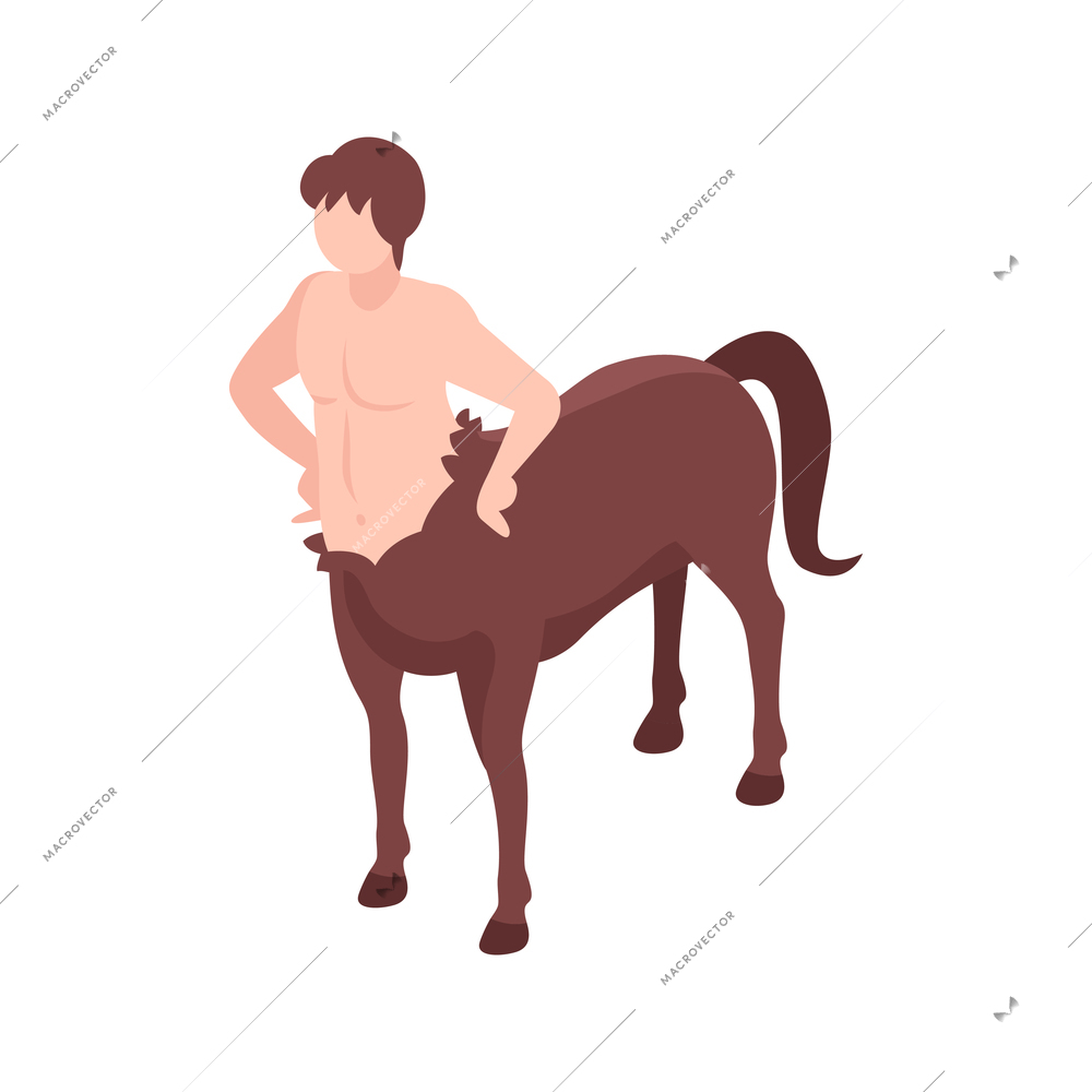 Fairy creature isometric icon with centaur character on white background vector illustration