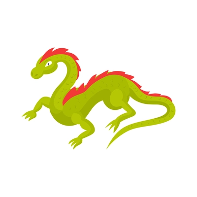 Isometric character of magical green dragon on white background vector illustration