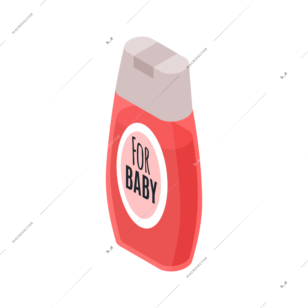 Bottle of shampoo or shower gel for babies 3d icon isometric vector illustration