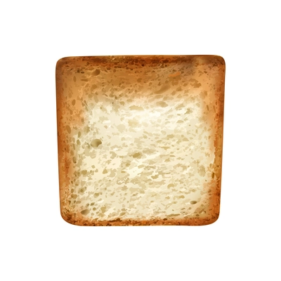Toasted slice of wheat bread on white background realistic vector illustration