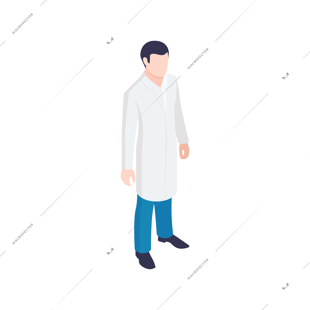 Isometric icon of male doctor in white coat 3d vector illustration