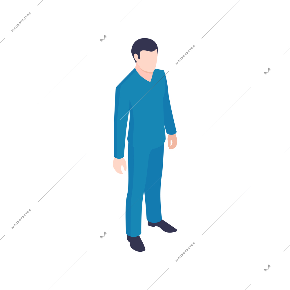 Male medical worker in blue uniform isometric icon vector illustration