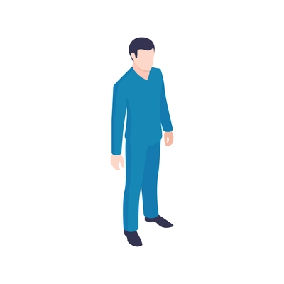 Male medical worker in blue uniform isometric icon vector illustration