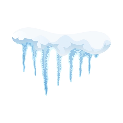 Winter landscape with icicles hanging from snow cap realistic vector illustration