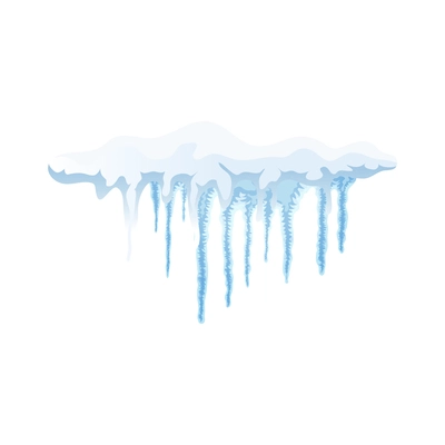 Realistic snow cap with icicles on white background vector illustration