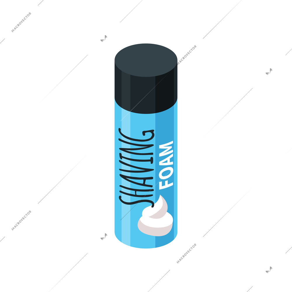 Isometric icon with shaving gel foam bottle 3d vector illustration