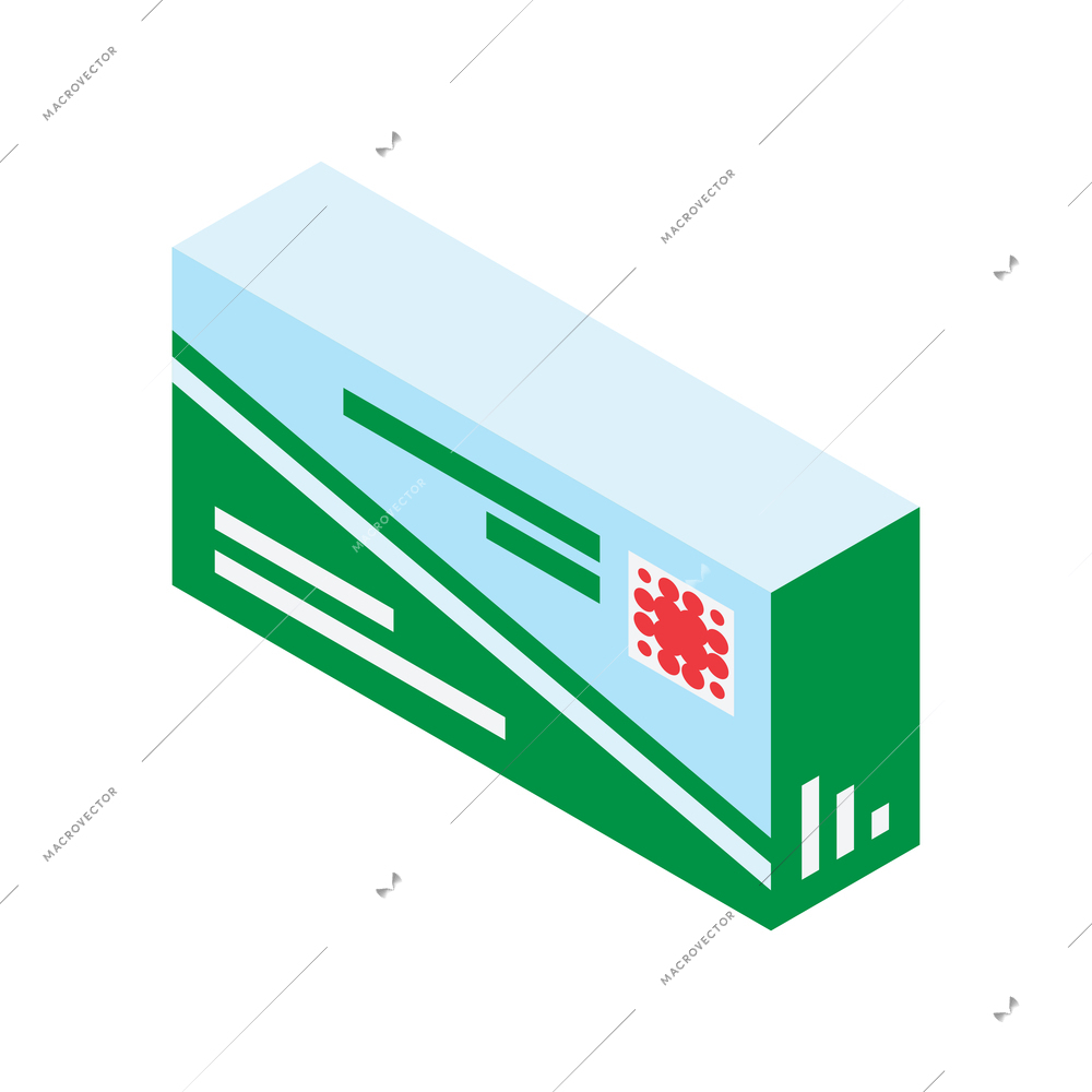 Isometric icon of 3d green package for medicine vector illustration