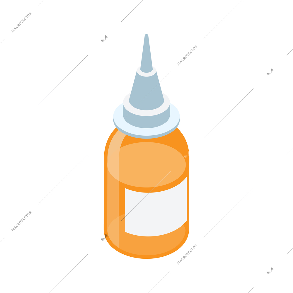 Medication bottle with dropper on white background isometric vector illustration