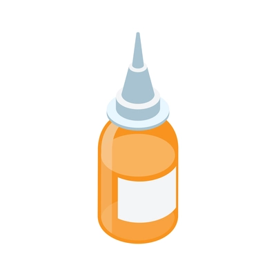 Medication bottle with dropper on white background isometric vector illustration