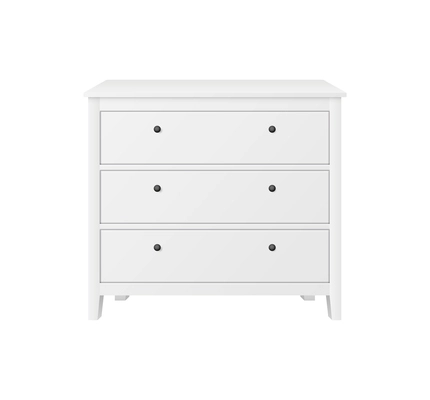 Realistic icon with modern white chest of drawers with small round handles vector illustration