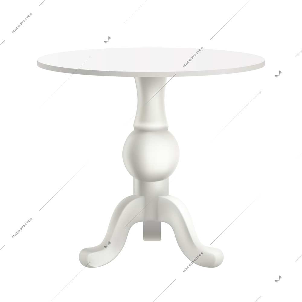 Elegant white round table realistic icon vector illustration