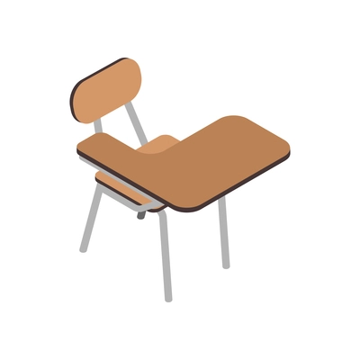 Isometric icon with empty brown school desk on white background vector illustration