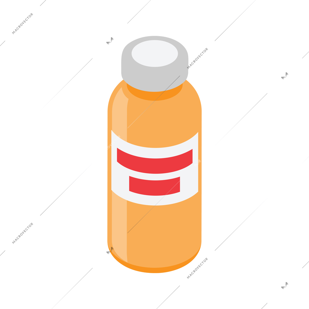 Isometric icon with yellow bottle for medical pills vector illustration