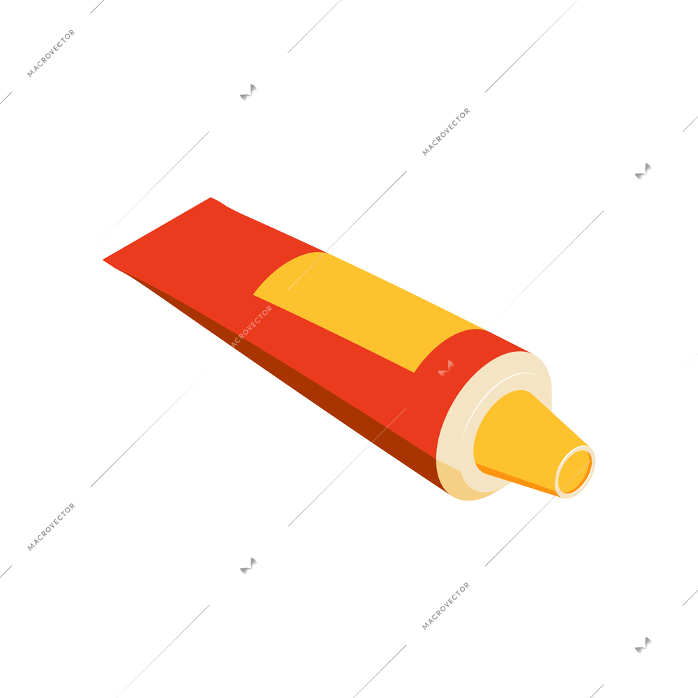 Red tube with yellow cap isometric icon 3d vector illustration