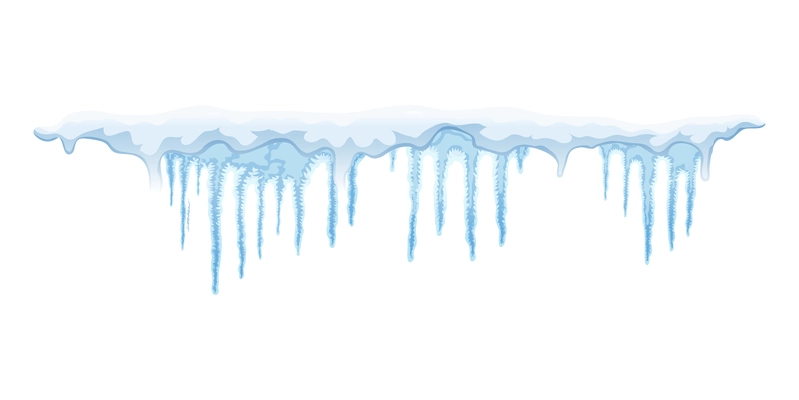 Realistic icicles hanging from roof on white background vector illustration