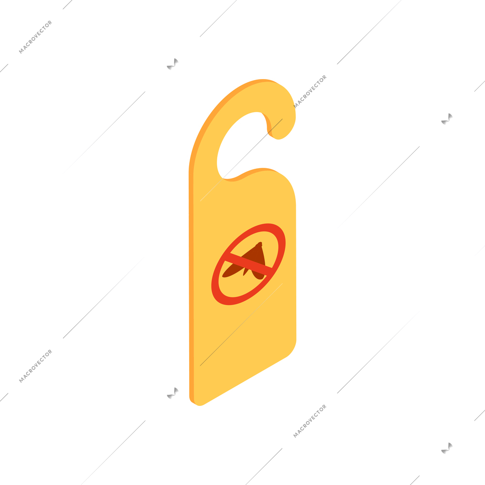 Notice on door with pest control symbol isometric icon vector illustration