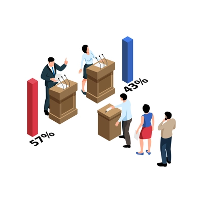 Election isometric composition with characters of candidates and voters vector illustration