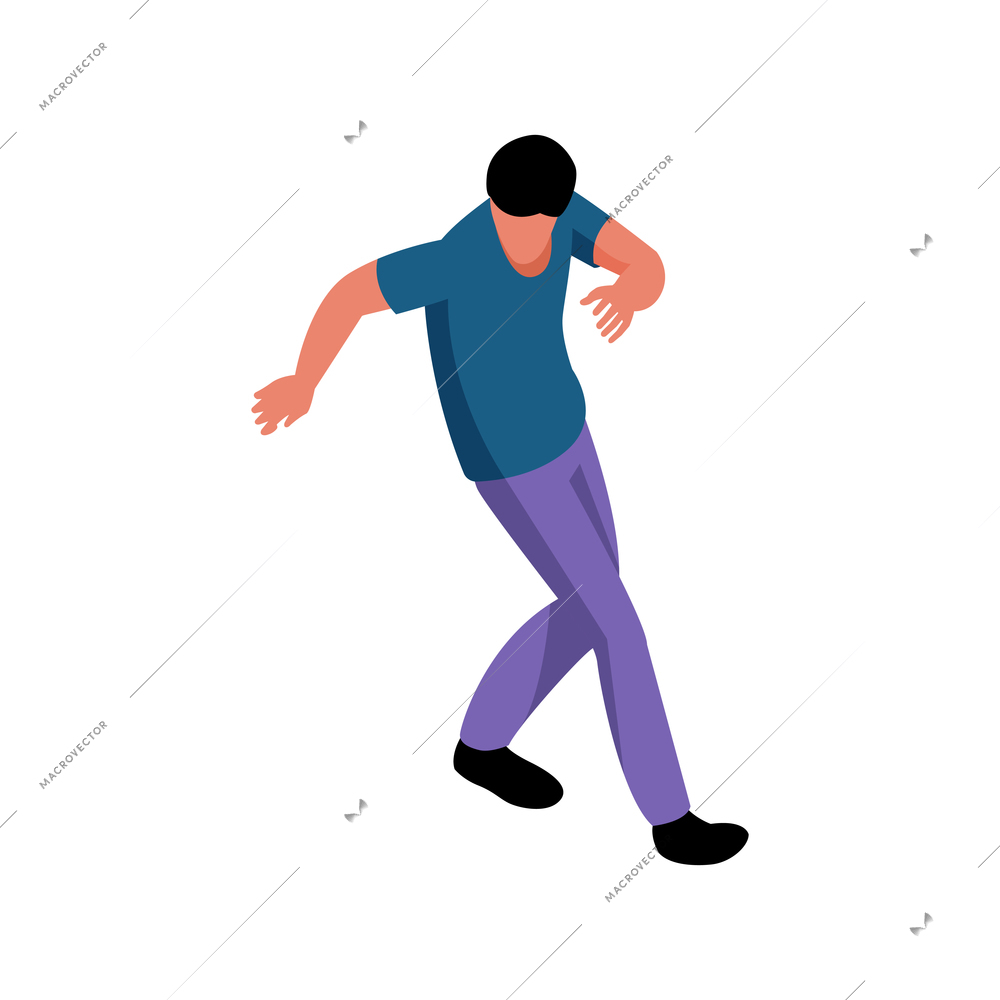 Party isometric icon with dancing man 3d vector illustration