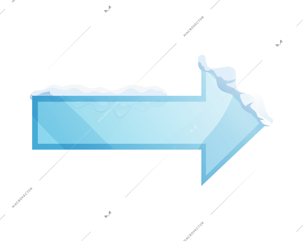 Realistic icon with blue arrow in snow on white background vector illustration