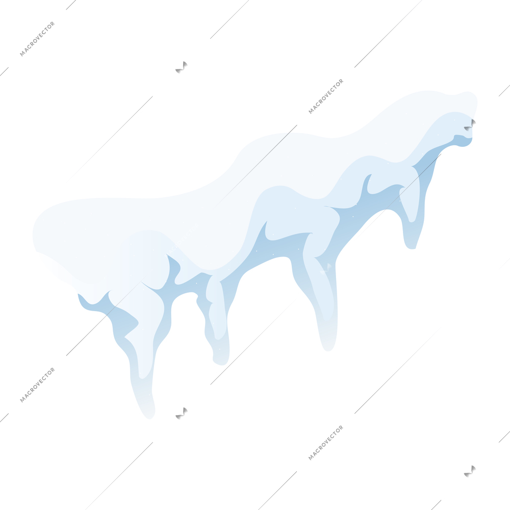 Realistic snow cap element on white background vector illustration